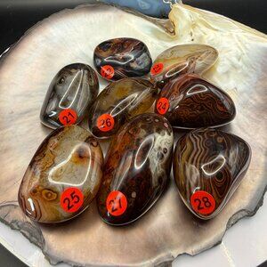 Sardonyx Palm Stone Natural Banded Agate Crystal Polished Worry Stone Free Form